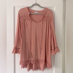 L Love 3/4ths bell sleeve tee in 2X